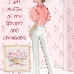 Repeat After Me: I am Worthy of My Dreams and Ambitions - Motivational art quotes and cards - Heather Stillufsen - Rose HIll Cards