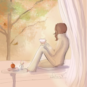 Illustrazione di ottobre di Fall Art Adoro la stampa artistica autunnale: {Autunno} Autunno, Autunno, Biglietti e arte murale, Ufficio in casa, Decorazioni carine e femminili}