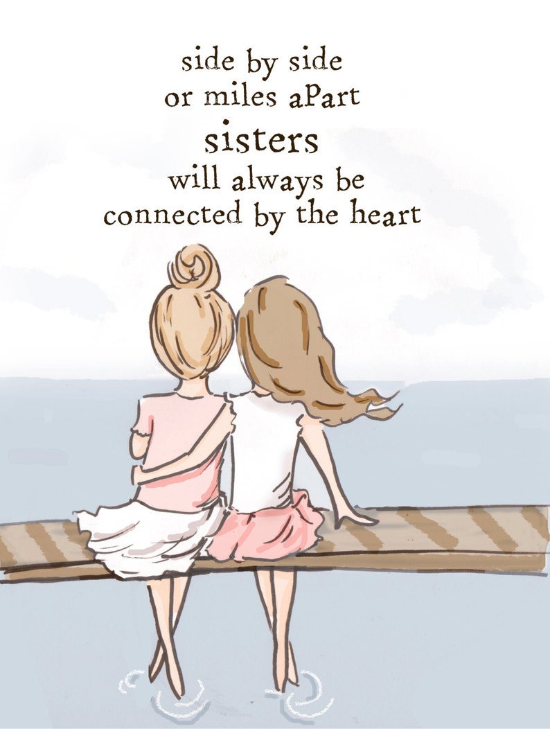 Sister Wall Art Sisters Digital Art Print Sisters Children's Wall Art Print image 1