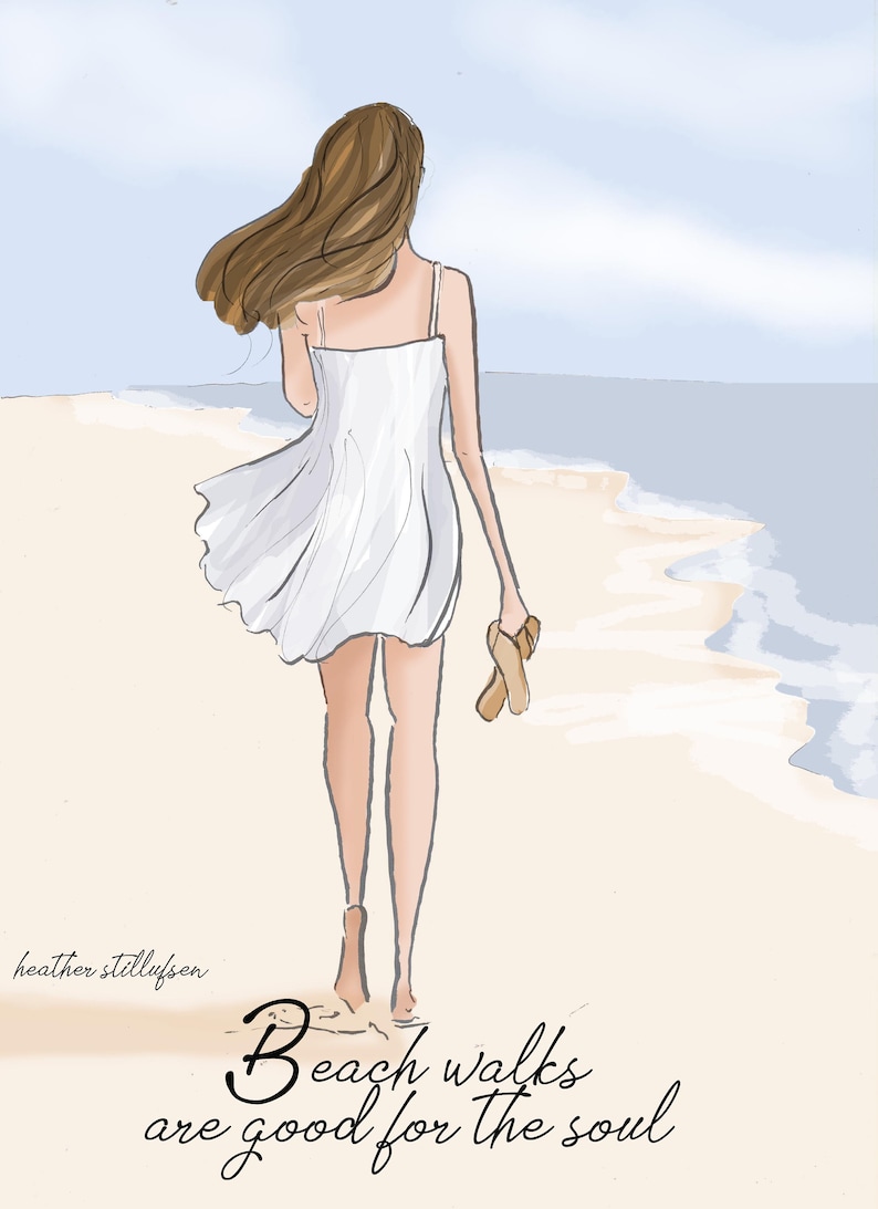 Beach Walks are Good for the Soul Motivational Art for Women Heather Stillufsen Cards, art prints image 2
