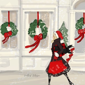 Kerstvakantiekaarten: Hier komt de Kerstman - Kerstkaarten - Kerstman in de stad - Kaarten door Heather Stillufsen