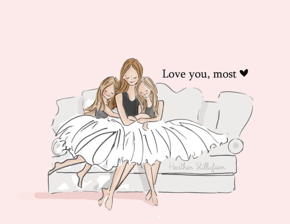 Mom and Daughter Art Love You Most With TWO Daughters Art - Etsy Mom and Daughter Art Love You Most With TWO Daughters Art - Etsy
