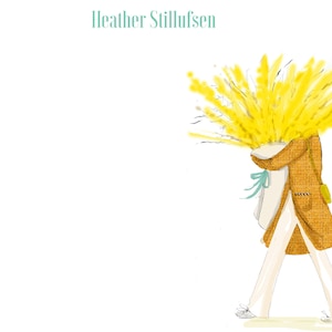 Gepersonaliseerde briefpapier gele Forsythia lente briefpapier Notecard, gepersonaliseerde, aangepaste mode tekening, mooi en chique en girly
