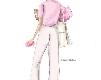 Pink Fridays   -  Fashion Illustration {Heather Stillufsen, Notecards,  Fashion Drawing, Girly,  Stationery,  Style }