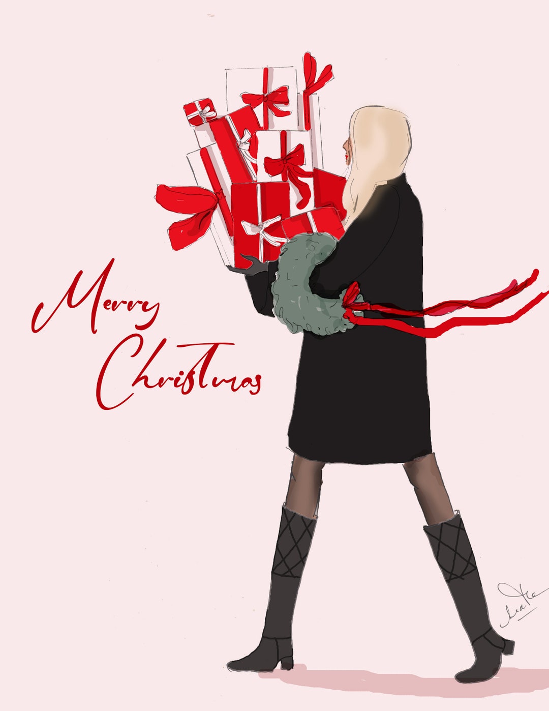 Merry Christmas Christmas Cards { Fashion Illustration Girly
