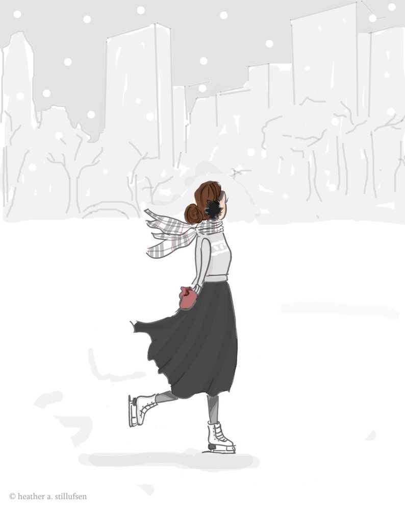 Cute Ice Skating Christmas Wall Art for Women Ice Skating in Central