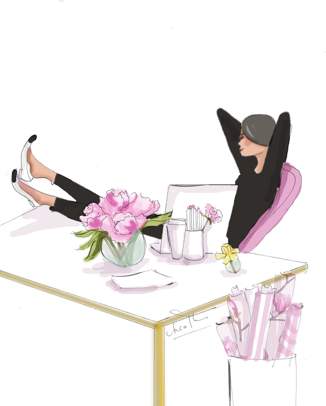 Art Print cute Wall Art Home Office Cute and Feminine Etsy