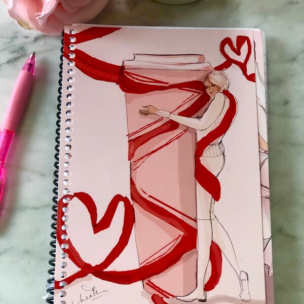 Coffee Lover Journals Gratitude Journal Notebook for women  - {pretty pink and girly writing journal }  - Notebooks - Gifts for Women -