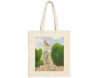 Sac fourre-tout en toile de coton Garden Lover, illustration topiaire Heather Stillufsen