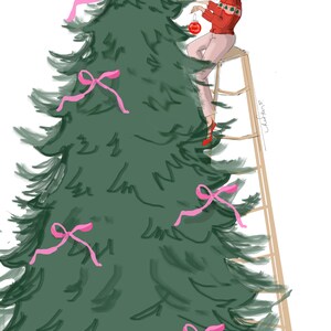 Biglietti di Natale - Addobbare l'albero Illustrazione di Natale accogliente {Biglietti di Natale per le vacanze} Biglietti di Natale Heather Stillufsen