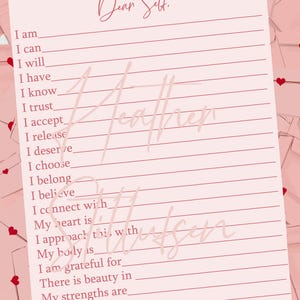 Selbst Liebe Brief 2025 Girly Galentines druckbare digitaler Download Selbstliebe Liste {Zu Hause drucken Bucket List Girly Galentines Aktivität}