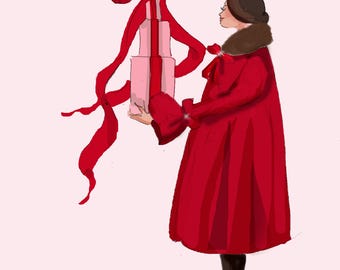 Christmas Card - december Fashion Illustration- Christmas Cards - holiday cards by Heather Stillufsen