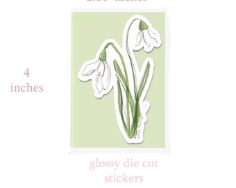 Flower Stickers Snow Drop Sticker: Glossy Die Cut SnowDrop Daffodil