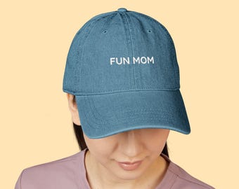 Fun Mom Denim Cap: Embroidered Cotton Baseball Hat