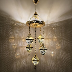 Handmade Moroccan Hanging Light Fixture | Boho Pendant Lamp for Dining Area & Entryway