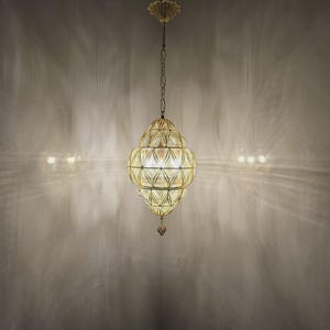 Elegant Gold Finish Blown Glass Pendant Lamp – Customizable Lighting Fixture for Modern Spaces