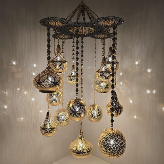 Moroccan Pendant Lamp Fixture | Handmade Rustic Ceiling Light for Living Room & Entry