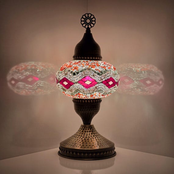 Turkish Mosaic Table Lamp: Stained Glass Bedside Night Light