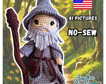 Gandy, el Mago Gris Patrón de crochet/amigurumi sin costura