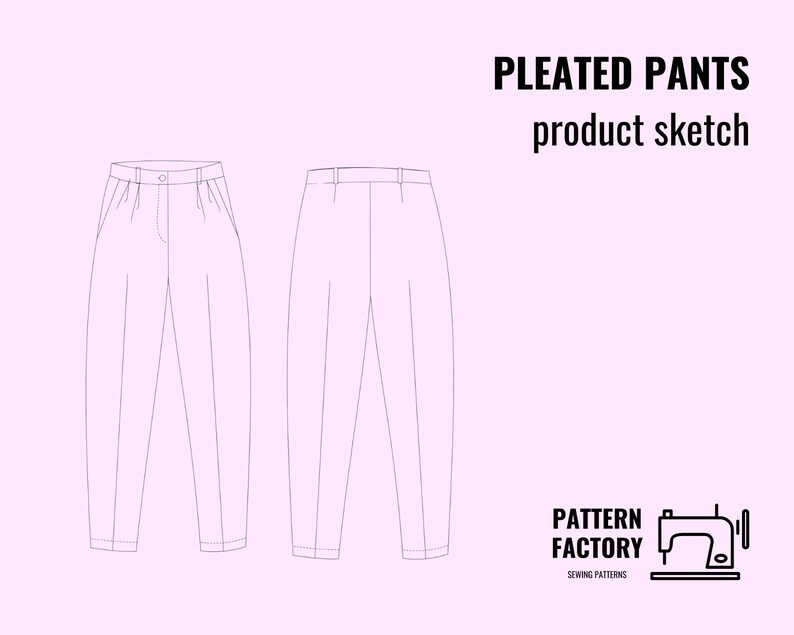 Pleated Pants Sewing Pattern PDF | Pleated Trousers | Women's Pants ...