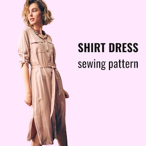 Shirt Kleid Schnittmuster PDF | Damen Kleid Schnittmuster | Zwischen | Größen XS–XL | cm/Zoll | A0 & A4