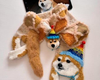 Custom Pet-Inspired Knit Scarf – Unique Handcrafted Cat or Dog Design with Personalized Colors