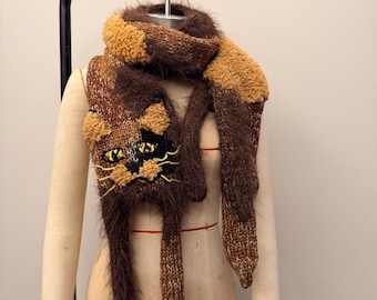 Knitted cat scarf, Knitted scarf, Animal scarf, Cat scarf, Knit scarf, Knitted kitty scarf, Knitted unisex scarf, Winter scarf