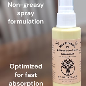 Natural 2-deoxy-d-ribose (2%) hair growth spray with herbal DHT blocker saw palmetto oil and rosemary oil, finasteride minoxidil replacement