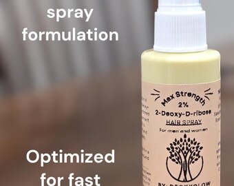 Spray natural para el crecimiento del cabello, 2-desoxi-D-ribosa, aceite de romero y saw palmetto, bloqueador de DHT