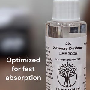 Spray capilar 2-desoxi-D-ribosa totalmente natural (2 %), 2 ddr para el crecimiento y el cuidado óptimo y la salud del cabello (60 ml/2 oz)