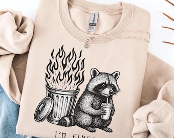 Sudadera con mapache en llamas, meme divertido, regalo, camiseta sarcástica de mapache, imperturbable, divertida, de naturaleza, adorable, de apoyo emocional
