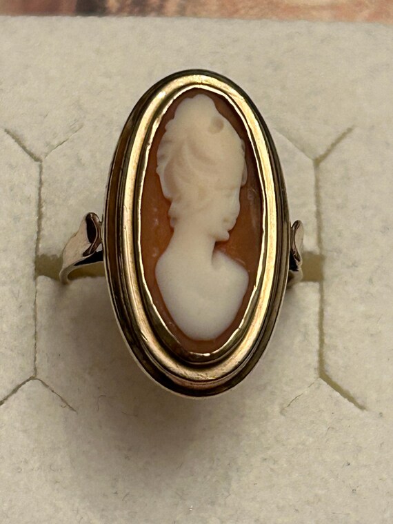 Bague Antique Or 18k Camée Sur Coquille Avec Perles - Circa 1920 - Taille 48 - France