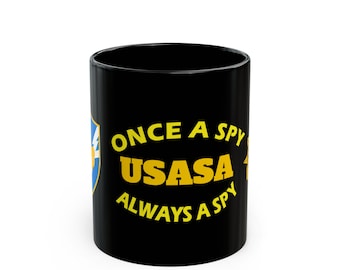 Once a Spy USASA Always a Spy mug | Black Coffee Cup, Military Intelligence Emblem