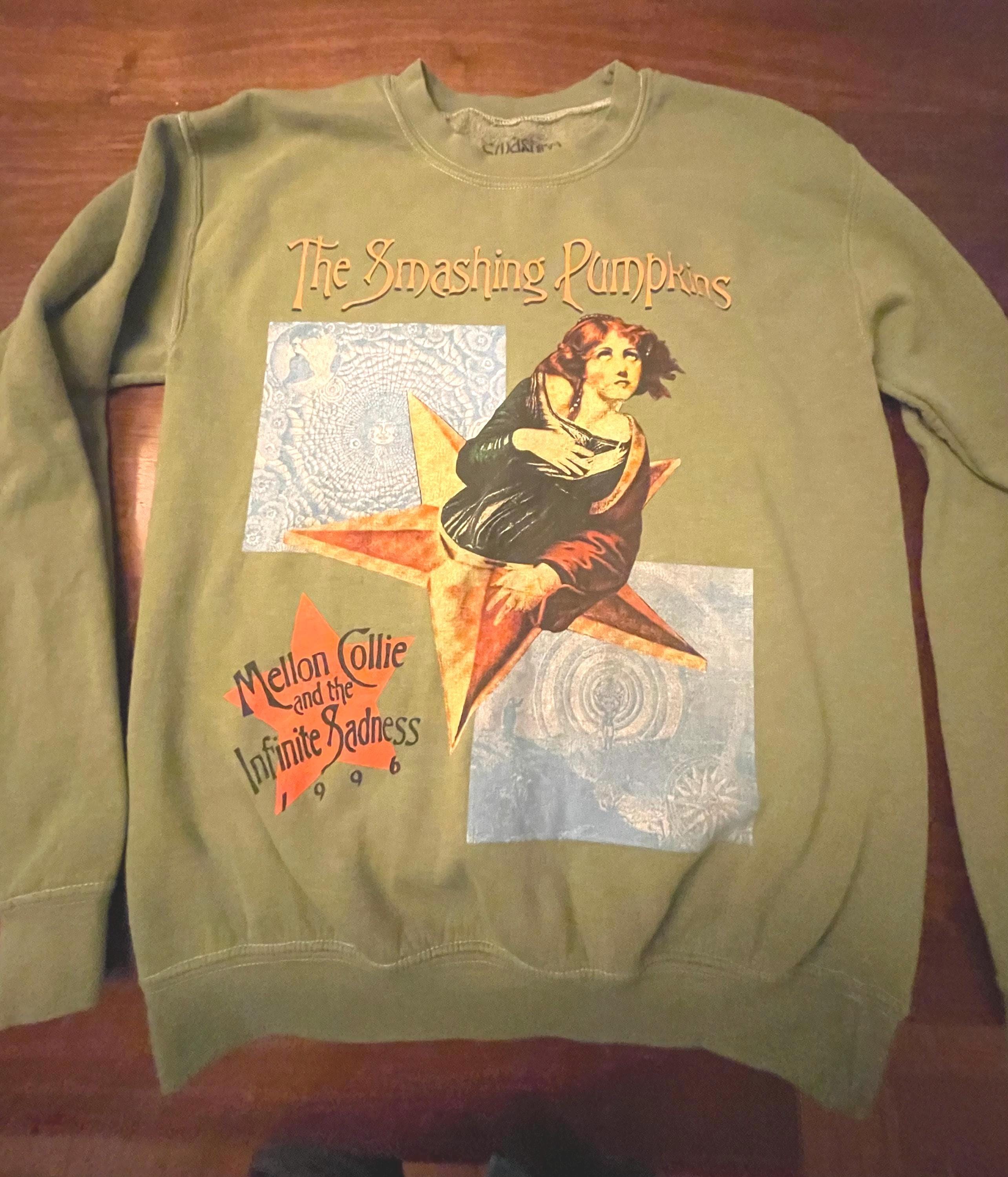 The Smashing Pumpkins Tシャツ グリーン M Smashing Pumpkins Adult T-Shirt, Distressed Heart Design