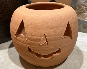 HEWELL POTTERY Terracotta Jack-o'-Lantern Ceramic Lantern