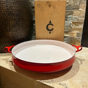 Vintage DANSK Kobenstyle Red Enamel Paella Pan