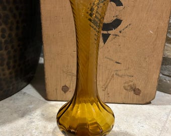 Vase bourgeon en verre ambré vintage BRINN'S