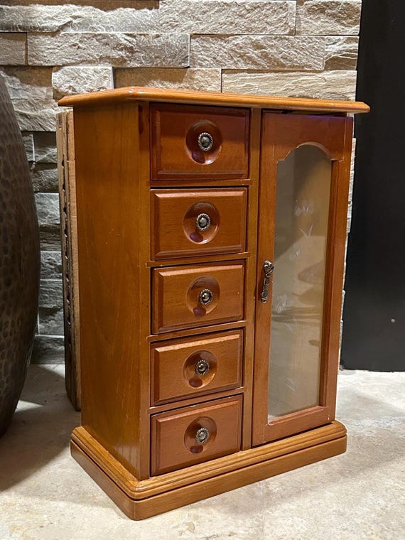 Vintage Armoire Style Jewelry Box Cabinet