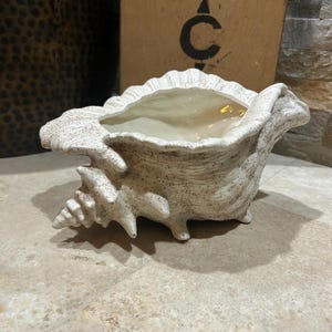 vintage Atlantic Mold ceramic conch shell planter