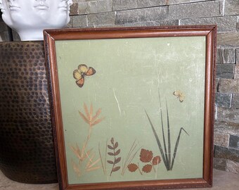Vintage Framed Butterfly and Flower Wall Art