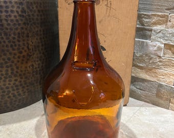 Pichet à brandy en verre ambré Christian Brothers of California antique
