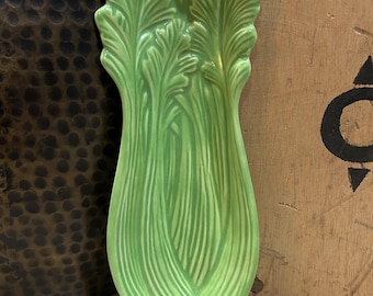 Vintage Ceramic Celery Shaped Crudite Dish