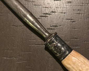 Vintage Knive Sharpener with Stag Handle and Sterling Silver Accent