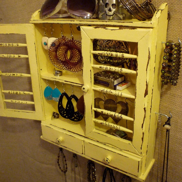 Upcycled Jewelry Organizing Display (Yellow Cabinet)