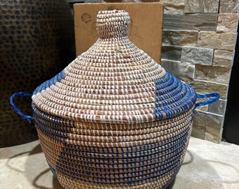 hand-woven Senegalese lidded storage basket