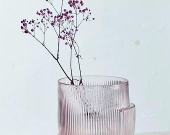Vase champignon inversé en verre mauve