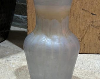 Vase vintage AL-RAMA en verre satiné peint à la main