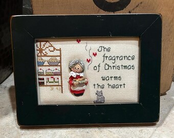 pièce de point de croix encadrée - « Noël dans la cuisine »