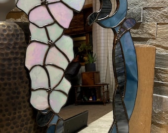 Vintage handcrafted stained glass vanity mirror