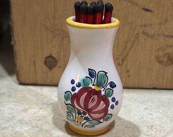 Vintage handmade pottery bud vase Matchstick Holder Striker